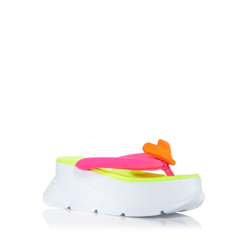 JOSHUAS Womens Orange 2" Platform Open Toe Wedge Slip On Flip Flop Sandal 40